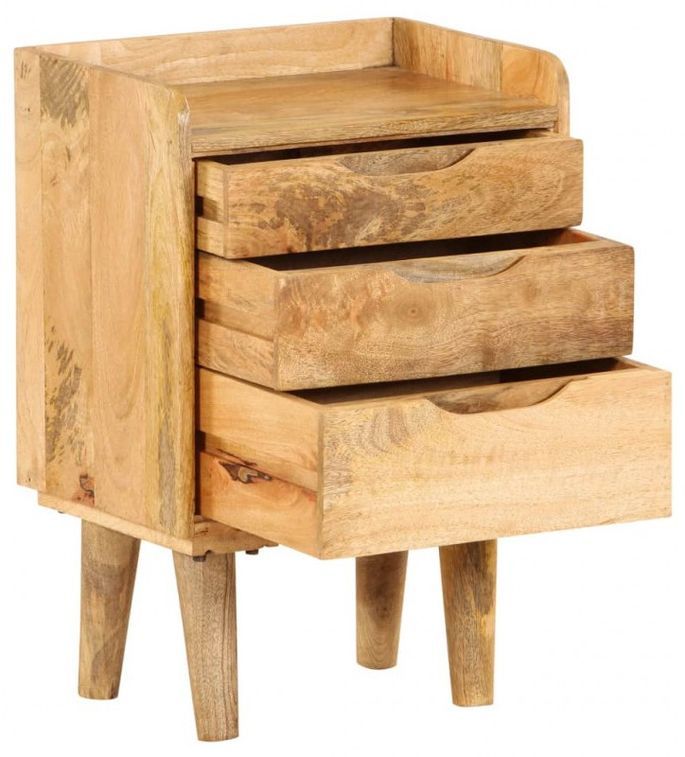 Table de chevet 3 tiroirs manguier massif clair Sopra - Photo n°2