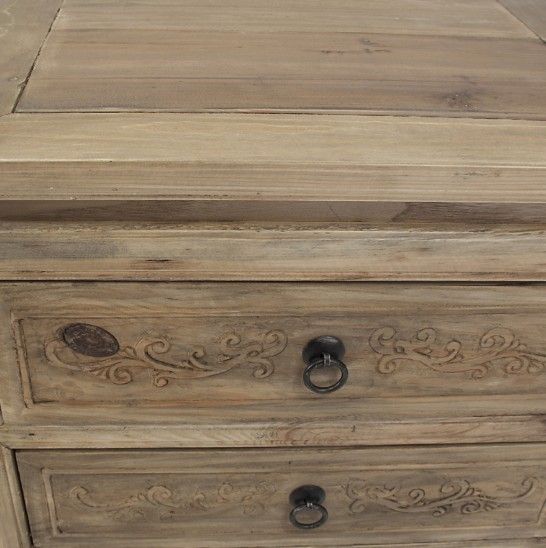 Table de chevet 3 tiroirs pin massif clair Graziella - Photo n°3