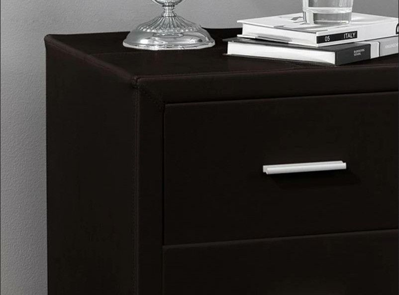 Table de chevet 3 tiroirs simili cuir noir Mothe - Photo n°3