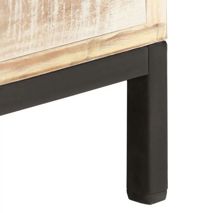 Table de chevet acacia blanc et pieds métal noir Koun - Photo n°5