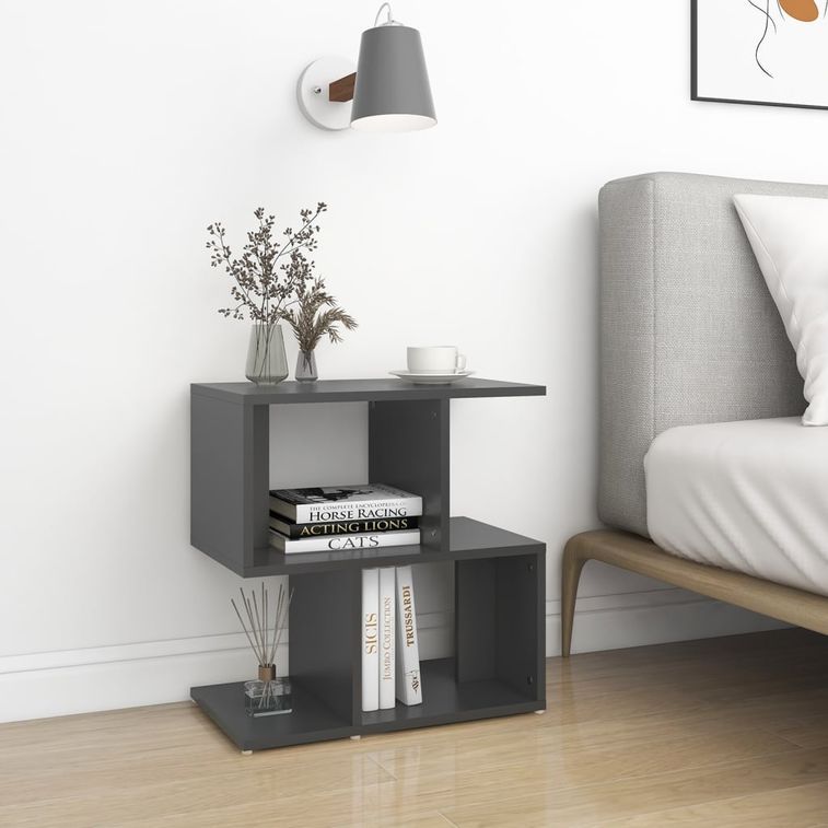 Table de chevet Gris 50x30x51,5 cm - Photo n°2