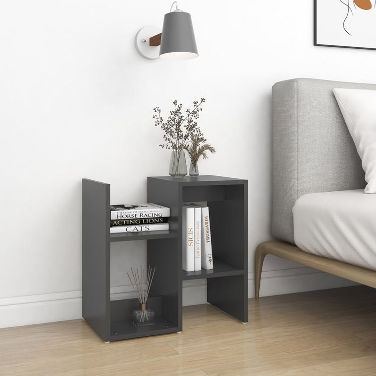 Table de chevet Gris 50x30x51,5 cm - Photo n°4