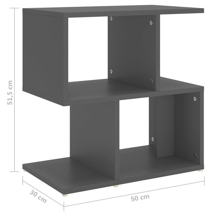 Table de chevet Gris 50x30x51,5 cm - Photo n°7