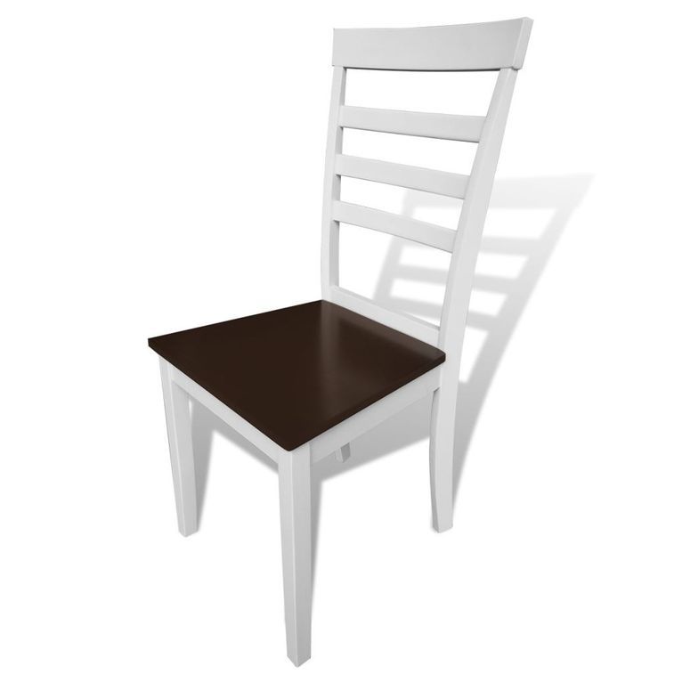 Table de cuisine et 6 chaises bois blanc et marron Blok - Photo n°4