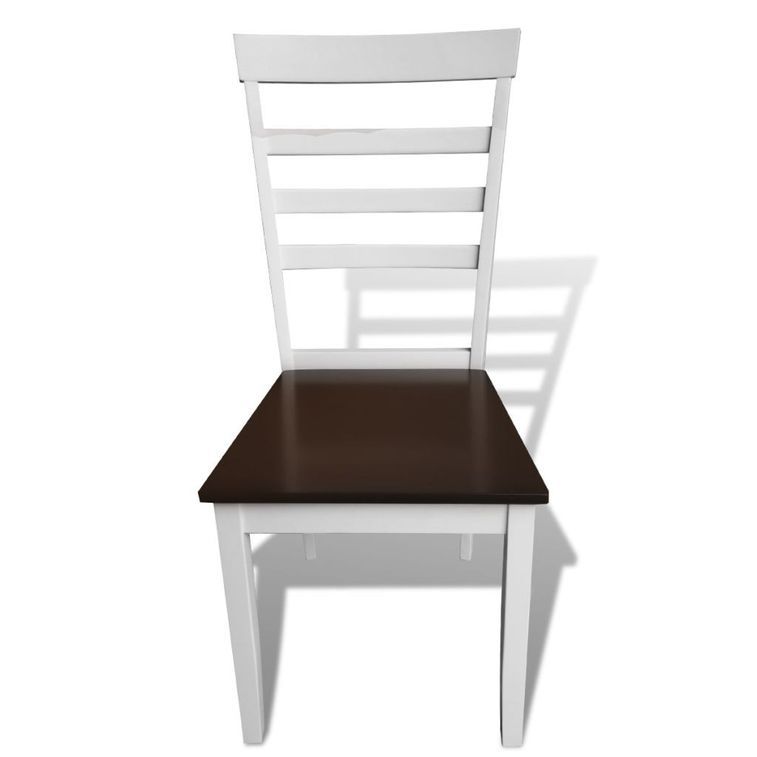 Table de cuisine et 6 chaises bois blanc et marron Blok - Photo n°5