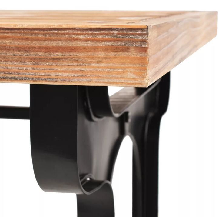 Table de cuisine pin massif clair et pieds métal noir Posu 122 cm - Photo n°5