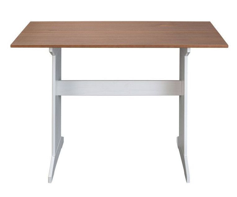 Table de cuisine pin massif foncé et blanc Campanou 110 cm - Photo n°2