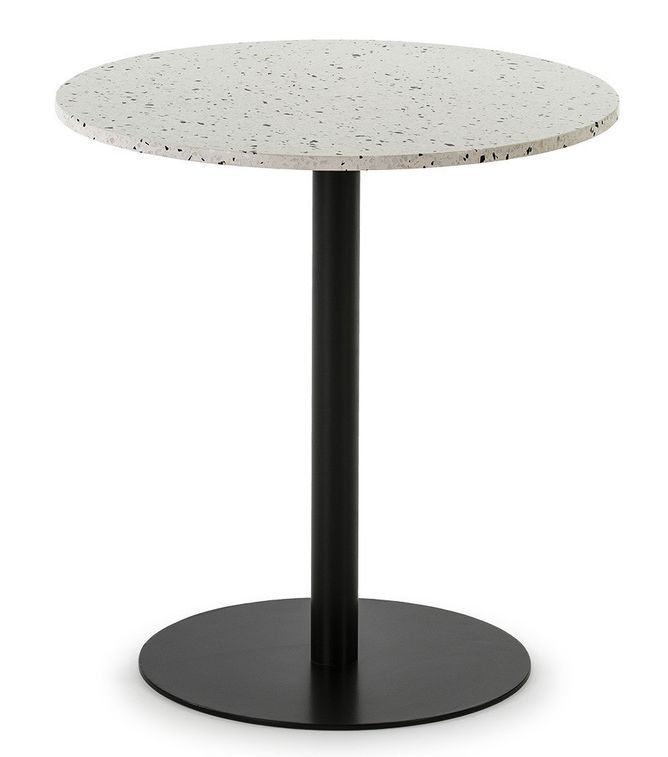 Table de cuisine ronde granite blanc et pied métal noir D 70 cm - Photo n°1