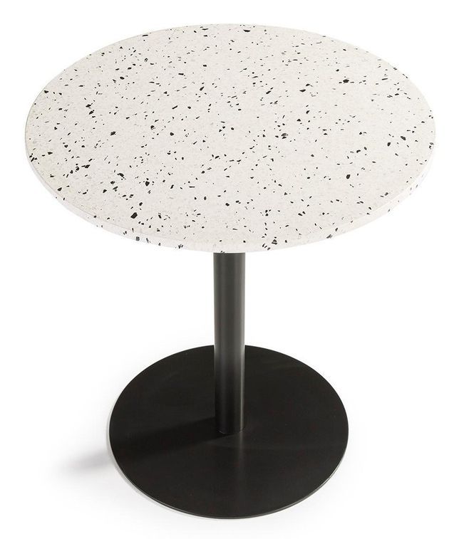 Table de cuisine ronde granite blanc et pied métal noir D 70 cm - Photo n°3