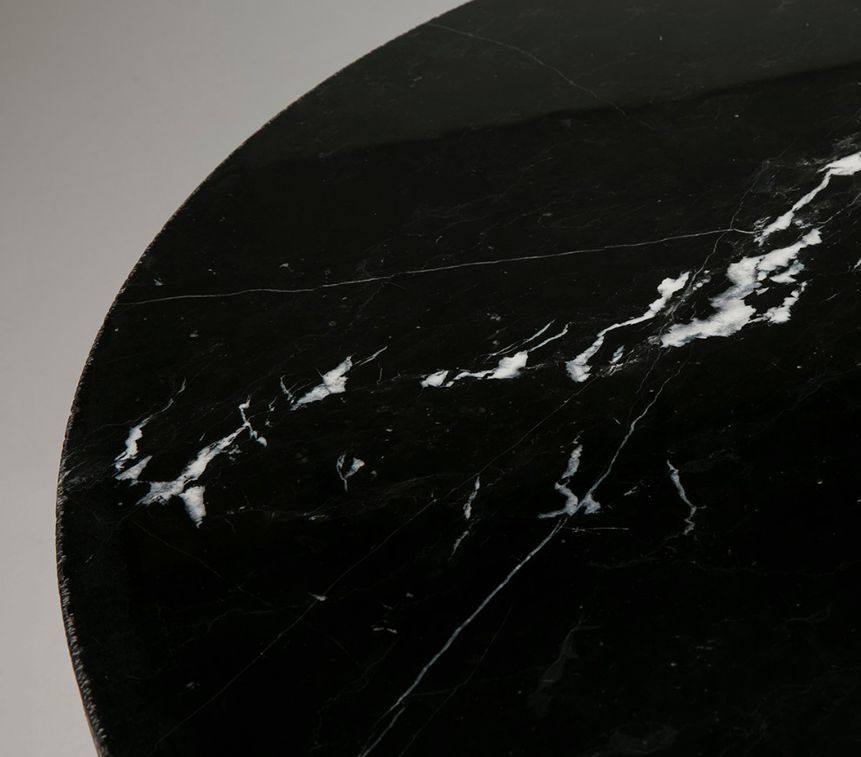 Table de cuisine ronde marbre et pieds métal noir D 125 cm - Photo n°2