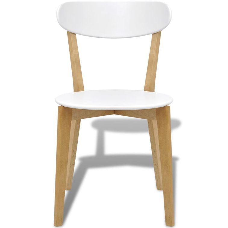 Table de cuisine scandinave ronde et 4 chaises naturel et blanc Domu - Photo n°4