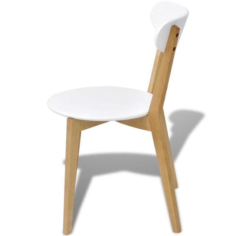 Table de cuisine scandinave ronde et 4 chaises naturel et blanc Domu - Photo n°6