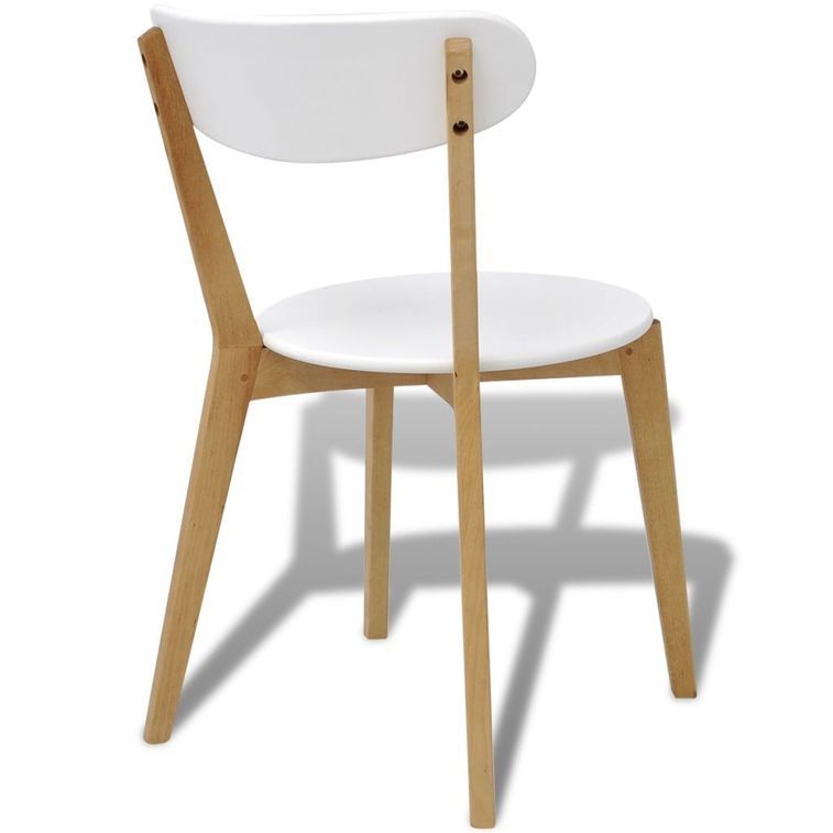 Table de cuisine scandinave ronde et 4 chaises naturel et blanc Domu - Photo n°7