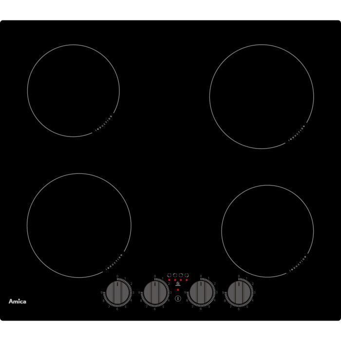 Table de cuisson induction - AMICA - 4 zones - 6 kW - L59 x P52 cm - Noir - AIM3540 - Photo n°1