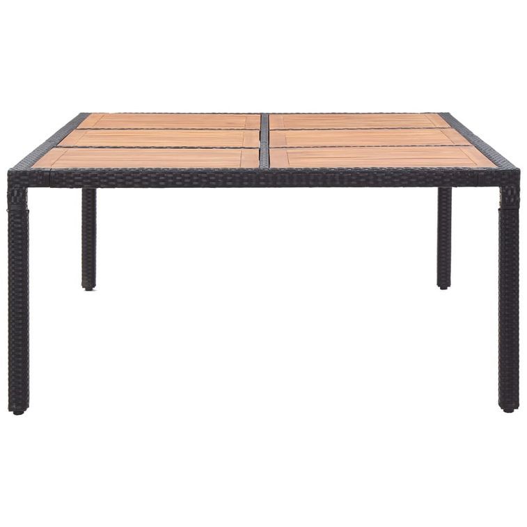 Table de jardin Noir 200x150x74 cm Résine tressée et acacia - Photo n°3