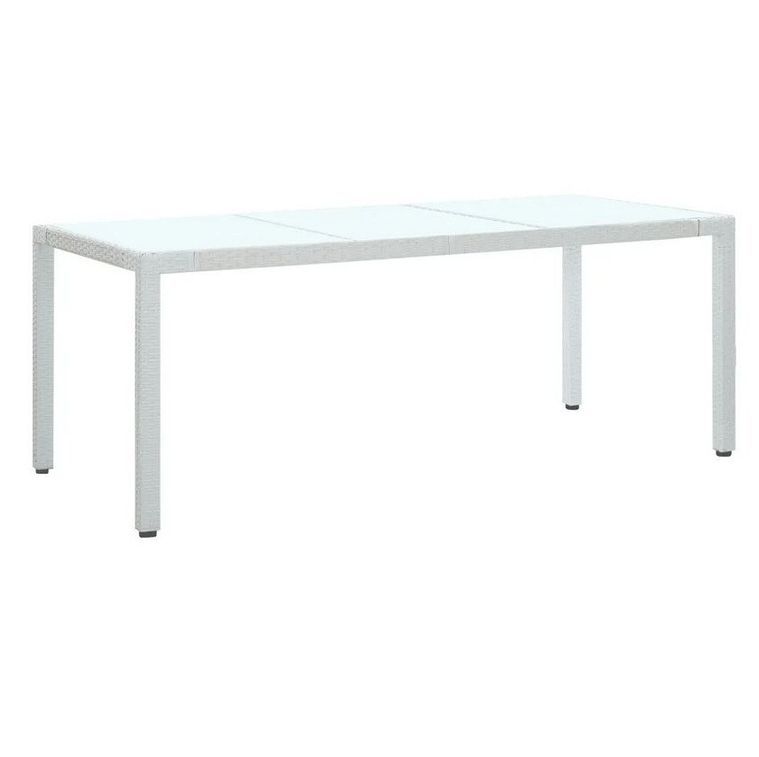 Table de jardin verre et résine tressée blanche Tione 190 cm - Photo n°1
