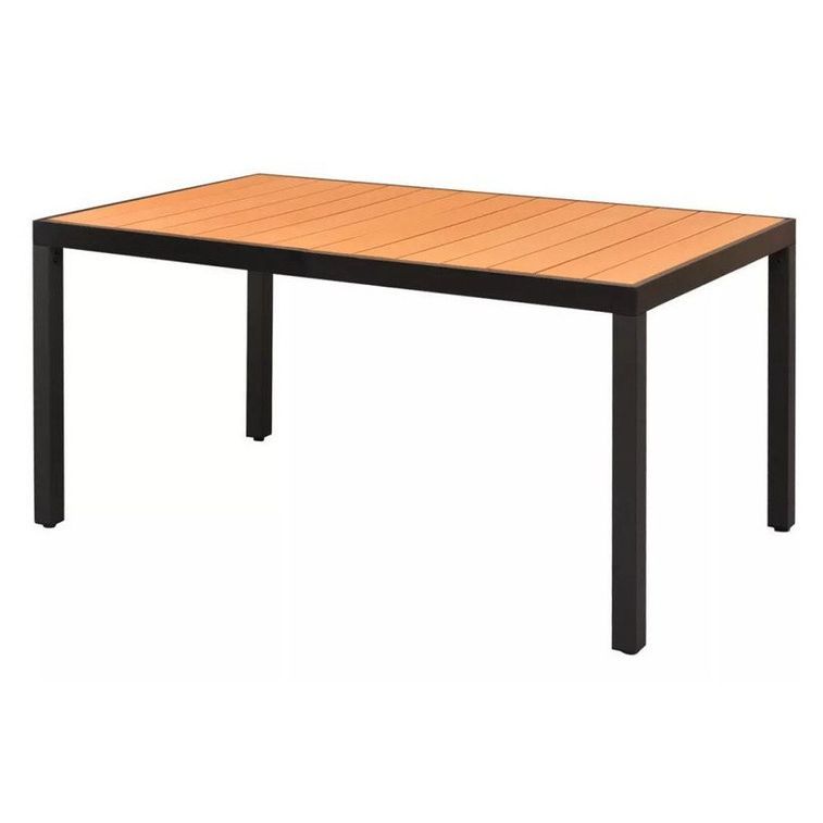 Table de jardin WPC marron et pieds métal noir Etrino 150 cm - Photo n°1