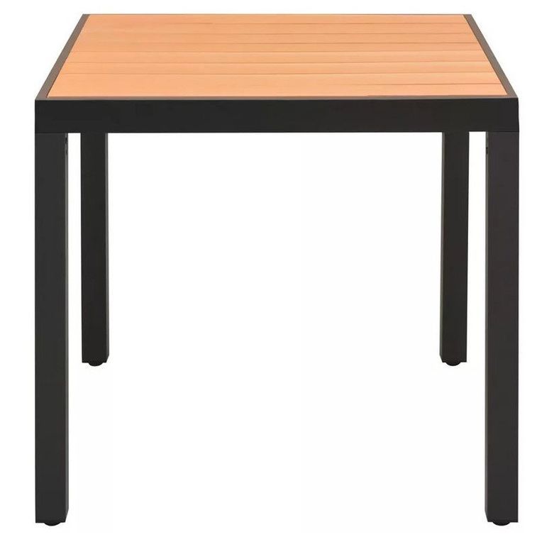 Table de jardin WPC marron et pieds métal noir Etrino 80 cm - Photo n°2