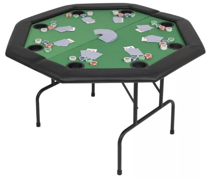 Table de poker octogonale pliable 8 joueurs vert Winner - Photo n°1