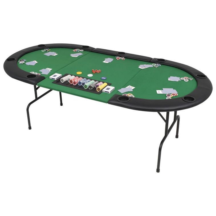 Table de poker pliable pour 9 joueurs 3 plis Ovale Vert - Photo n°2