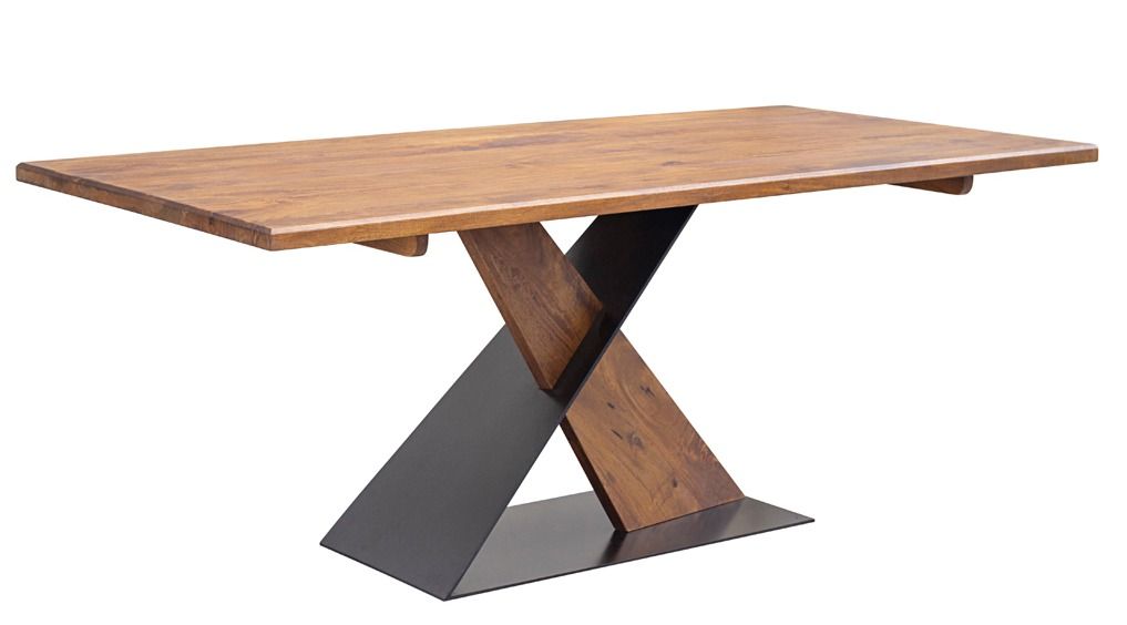 Table de repas rectangulaire en bois de manguier et acier noir Munko 190 cm - Photo n°1