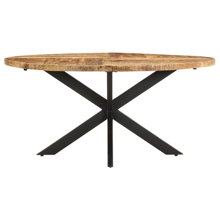Table de salle à manger 160x90x75 cm Bois de manguier brut - Photo n°3
