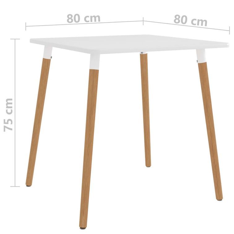 Table de salle à manger Blanc 80x80x75 cm Métal - Photo n°4