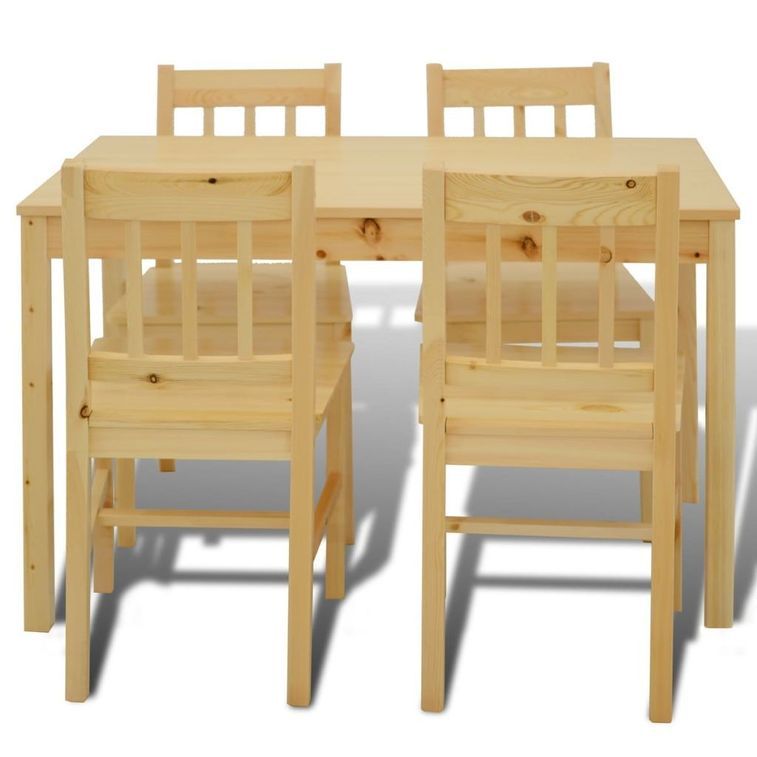 Table de salle à manger et 4 chaises pin massif naturel Vinate - Photo n°2
