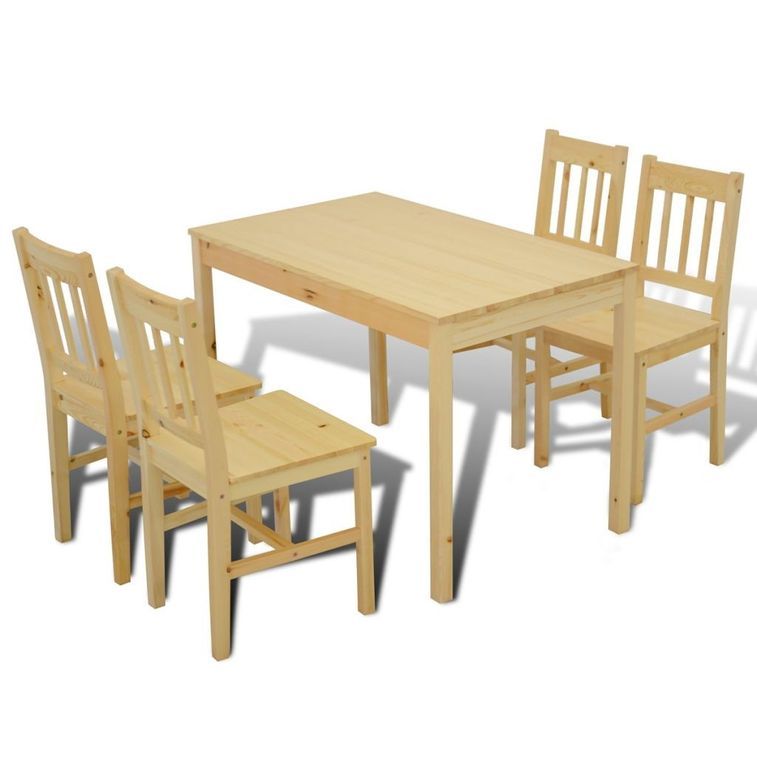 Table de salle à manger et 4 chaises pin massif naturel Vinate - Photo n°5