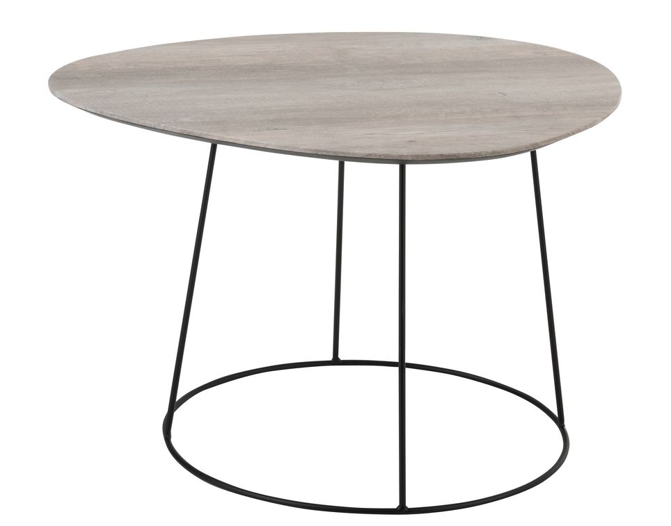 Table de salon ovale bois métal naturel Smaly L 69 cm - Photo n°1