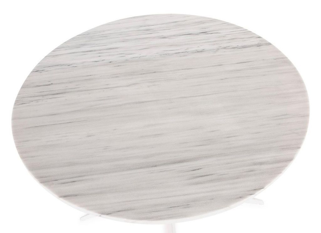 Table design ronde marbre et pied métal blanc D 125 cm - Photo n°4