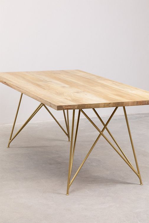 Table en bois massif et pieds doré Dinava 180 cm - Photo n°3