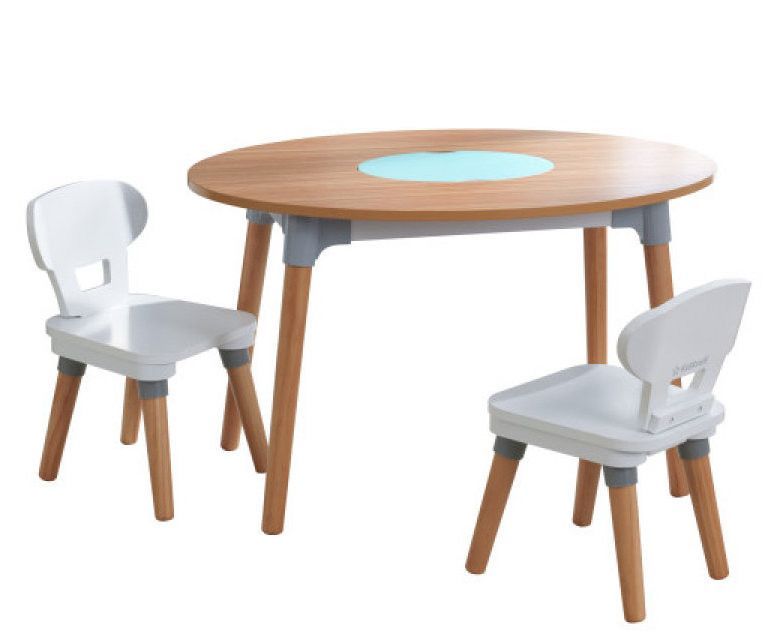 Table enfant Mid Century et 2 chaises blanc/naturel Kidkraft 26195 - Photo n°1
