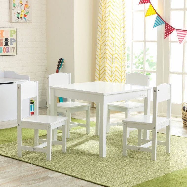 KidKraft® Ensemble table 2 chaises enfant bois, blanc/rose 26165