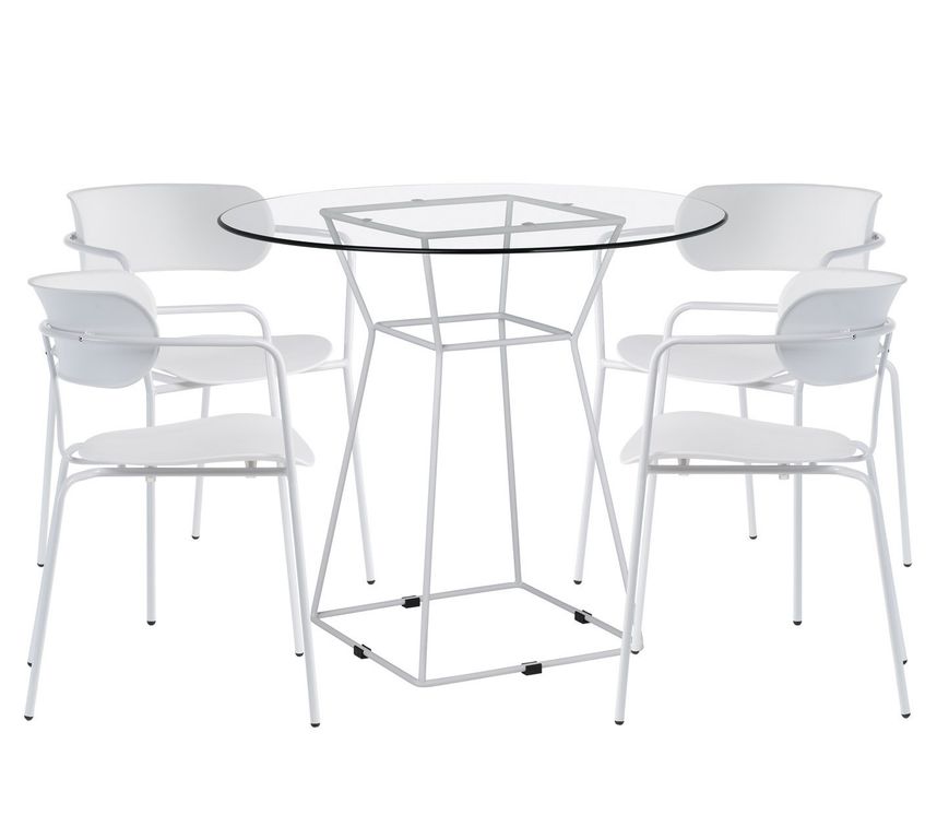 Table et 4 chaises design blanc Kuizo - Photo n°1