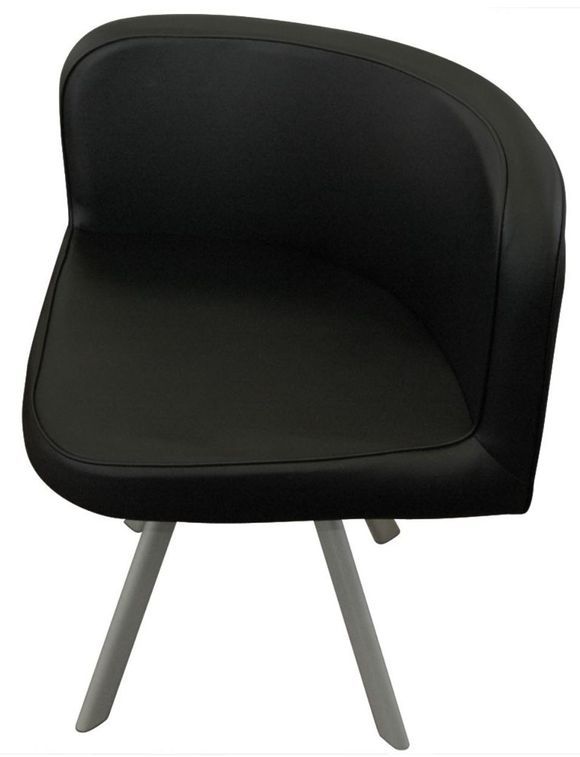 Table et 6 chaises verre noir et pieds métal chromé Mozza 2 - Photo n°3