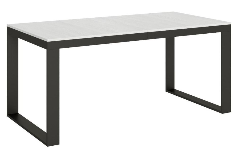 Table extensible 180 à 440 cm blanche et métal anthracite Likro - Photo n°1