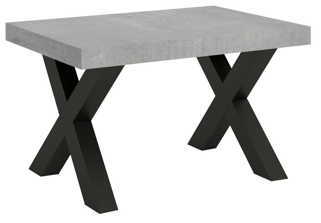 Table extensible 4 à 10 places L 130 à 234 cm gris béton et pieds métal gris foncé Fario - Photo n°1