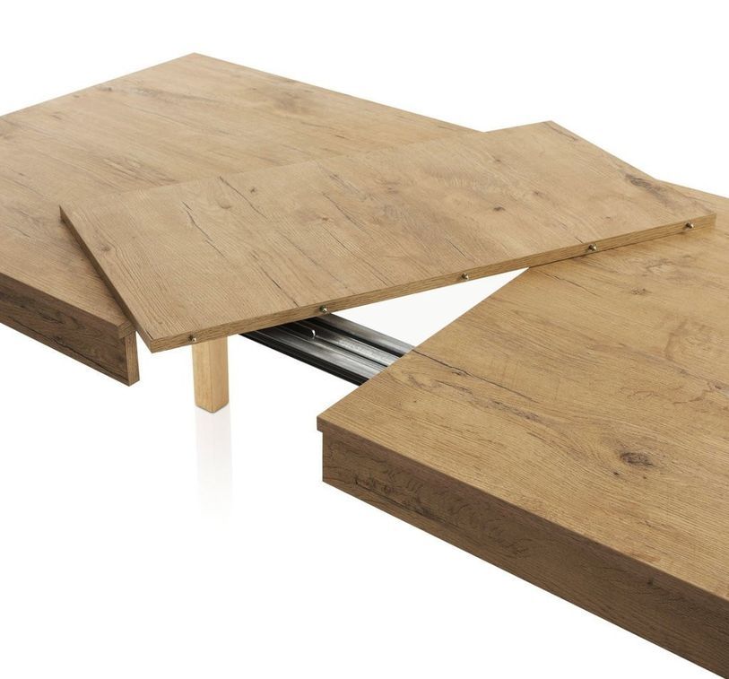Table extensible 4 à 6 personnes L 130 cm à 170 cm mélaminé chêne clair Thali - Photo n°3