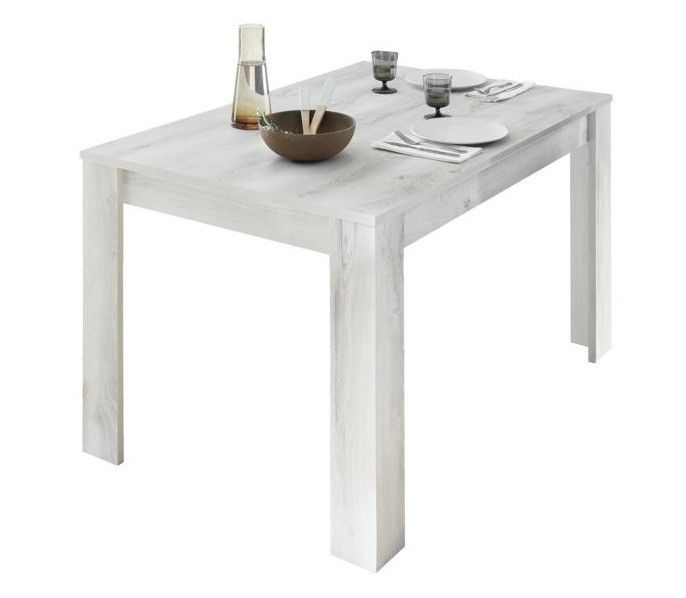 Table extensible 4 à 6 personnes L 137 à 185 cm mélaminé blanc grisé Pilari - Photo n°1