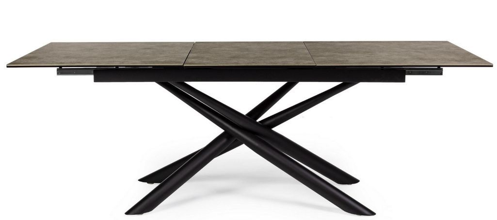 Table extensible 6 à 10 places céramique marron et acier noir Seray 160/220 cm - Photo n°2