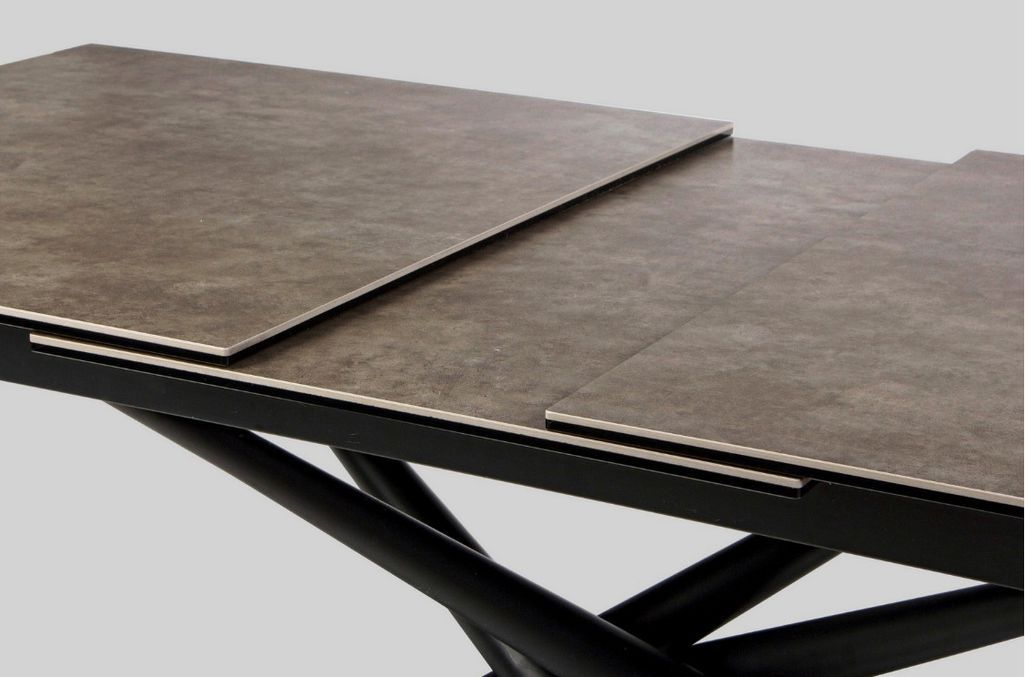 Table extensible 6 à 10 places céramique marron et acier noir Seray 160/220 cm - Photo n°8