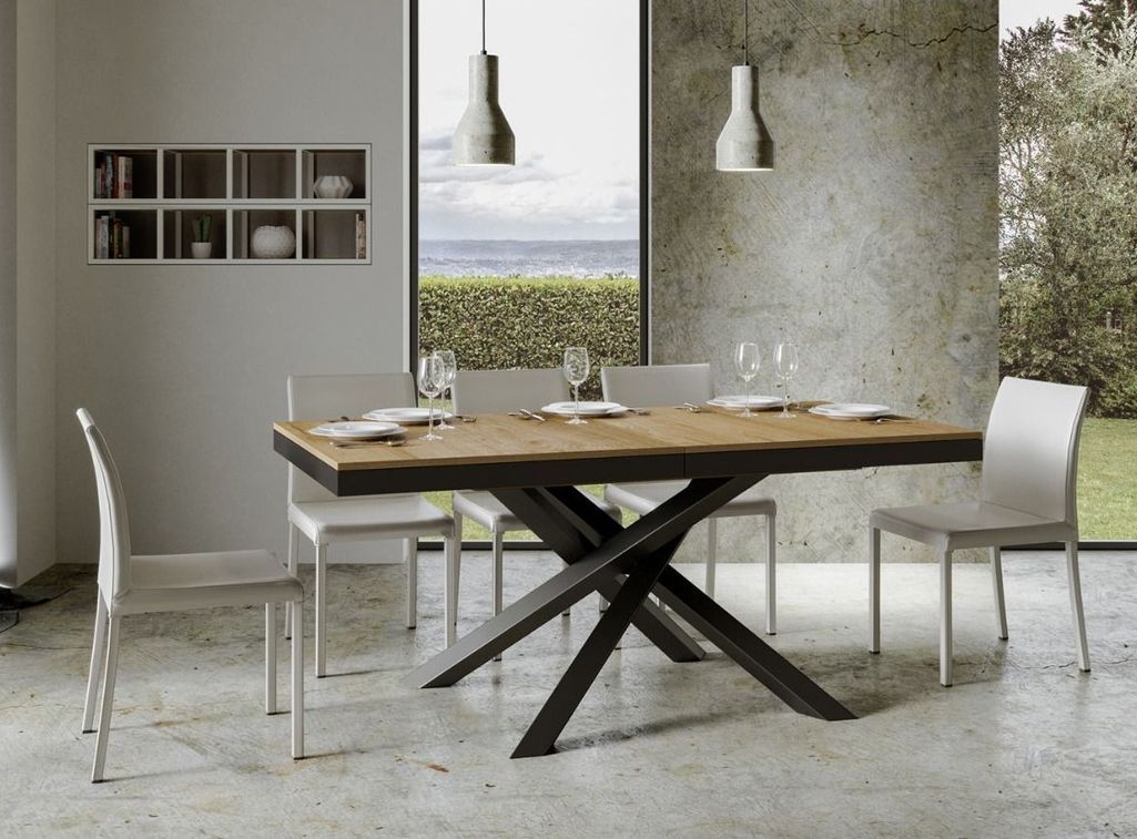 Table extensible bois clair et cadre anthracite 160/264 cm Klass - Photo n°2