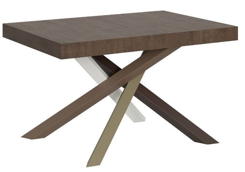 Table extensible 6 à 18 personnes bois foncé et pieds entrelacés 4 couleurs L 130 à 390 cm Artemis - Photo n°1