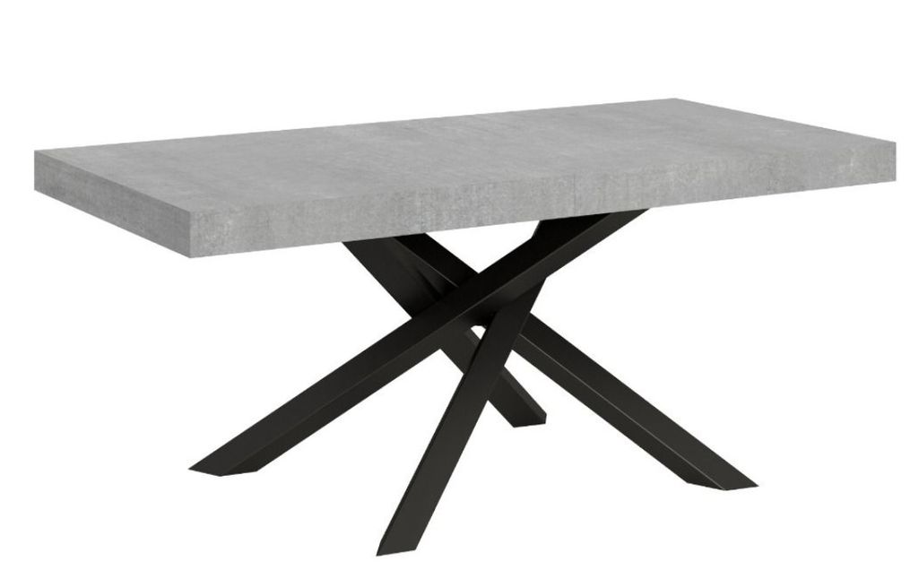 Table extensible 8 à 20 personnes gris béton et pieds entrelacés anthracite L 180 à 440 cm Artemis - Photo n°1
