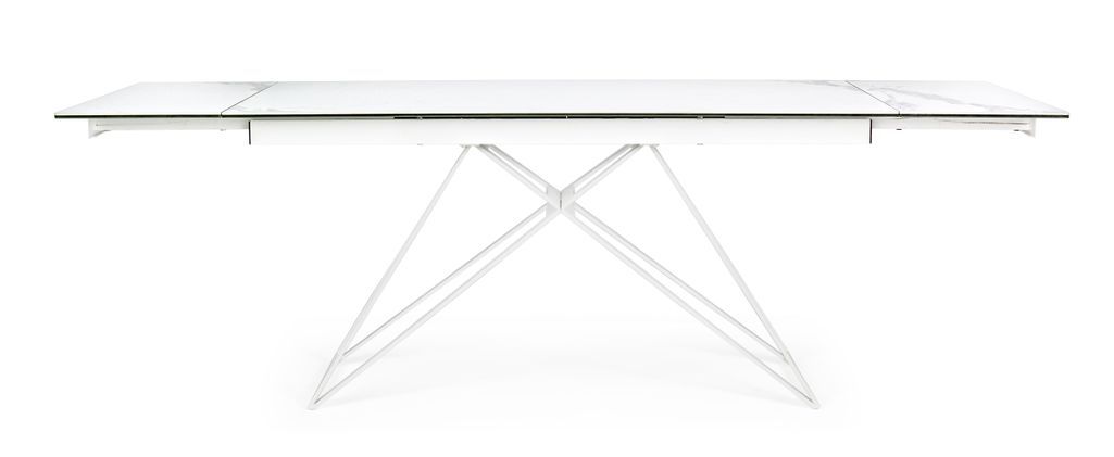 Table extensible blanche 6 à 12 places en céramique et acier Kazar 160/240 cm - Photo n°4