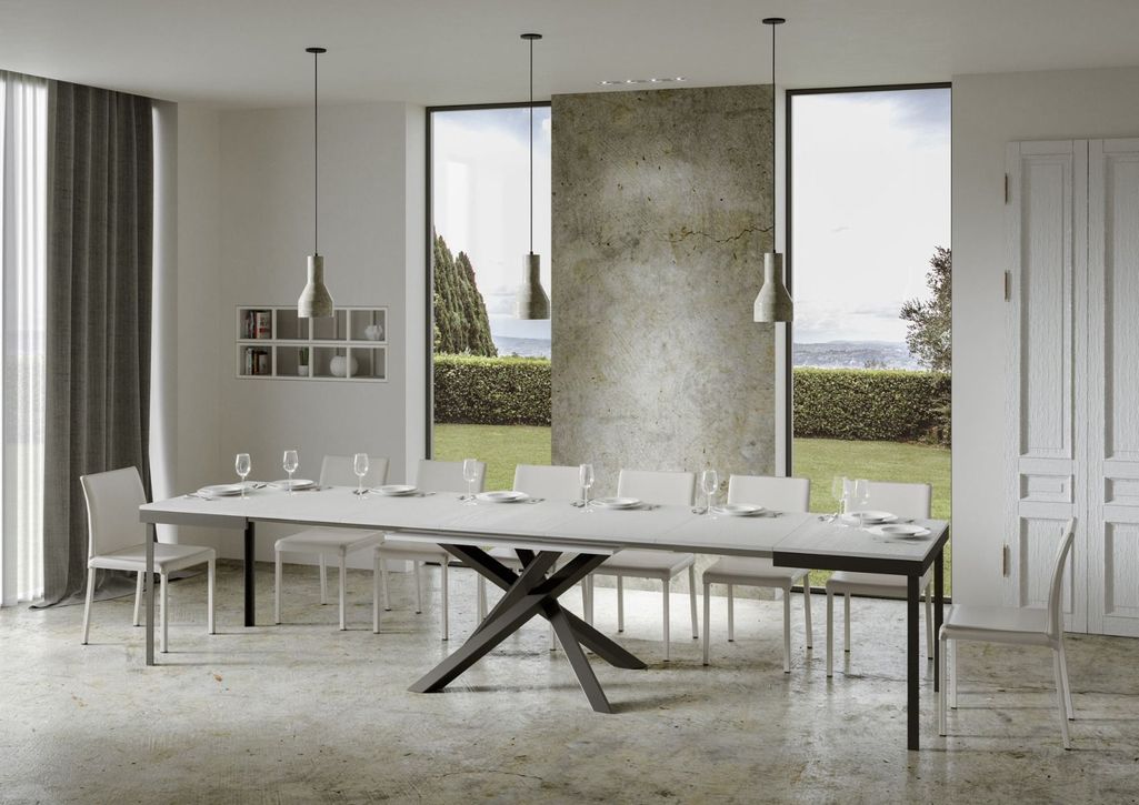 Table extensible blanche et cadre anthracite 120/380 cm Klass - Photo n°3