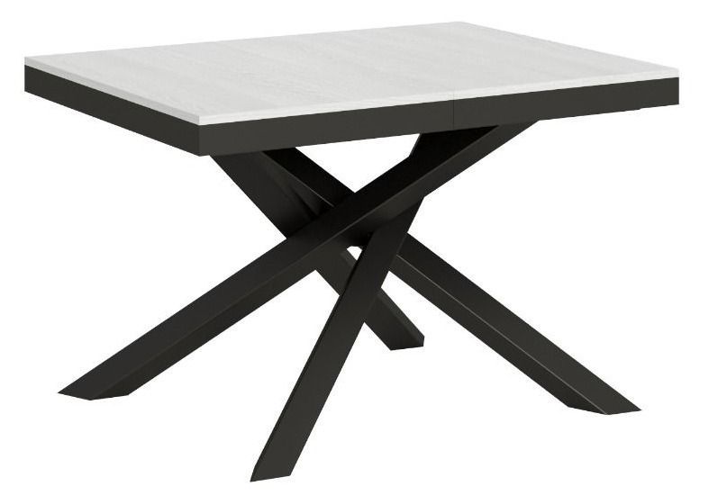 Table extensible blanche et cadre anthracite 120/380 cm Klass - Photo n°1