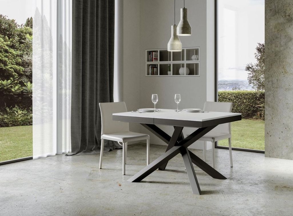 Table extensible blanche et cadre anthracite 120/380 cm Klass - Photo n°5
