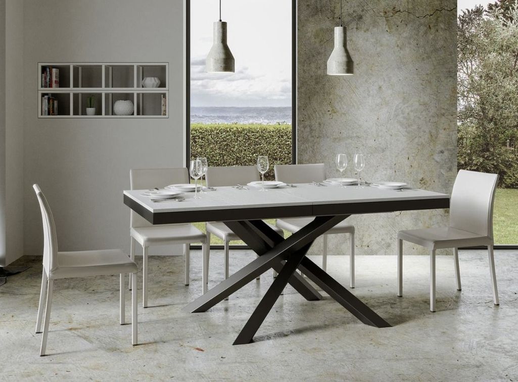Table extensible blanche et cadre anthracite 160/264 cm Klass - Photo n°2